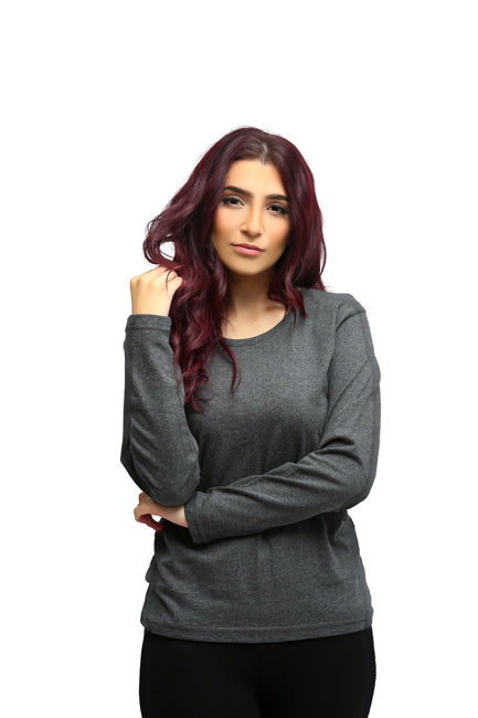 Women's Basic Charcoal Full Sleeves T-Shirt