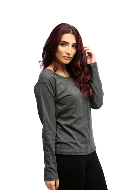 Women's Basic Charcoal Full Sleeves T-Shirt