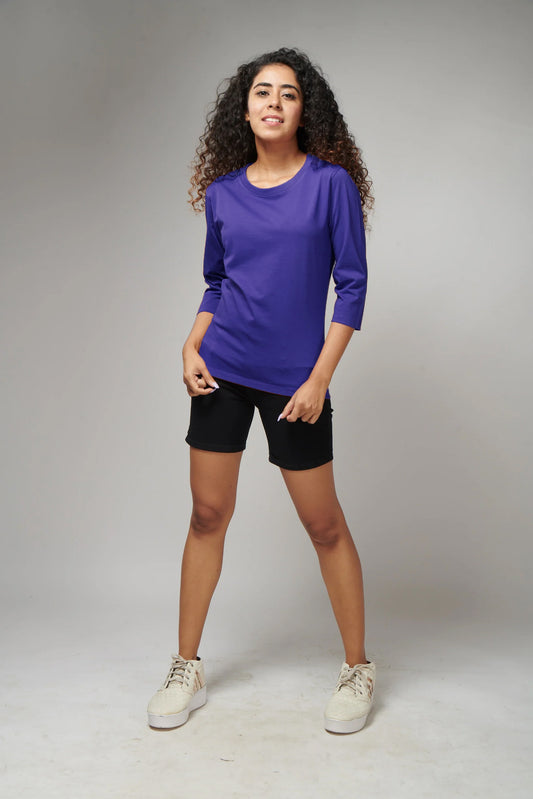 Women's Basic Royal Blue Full Sleeves T-Shirt