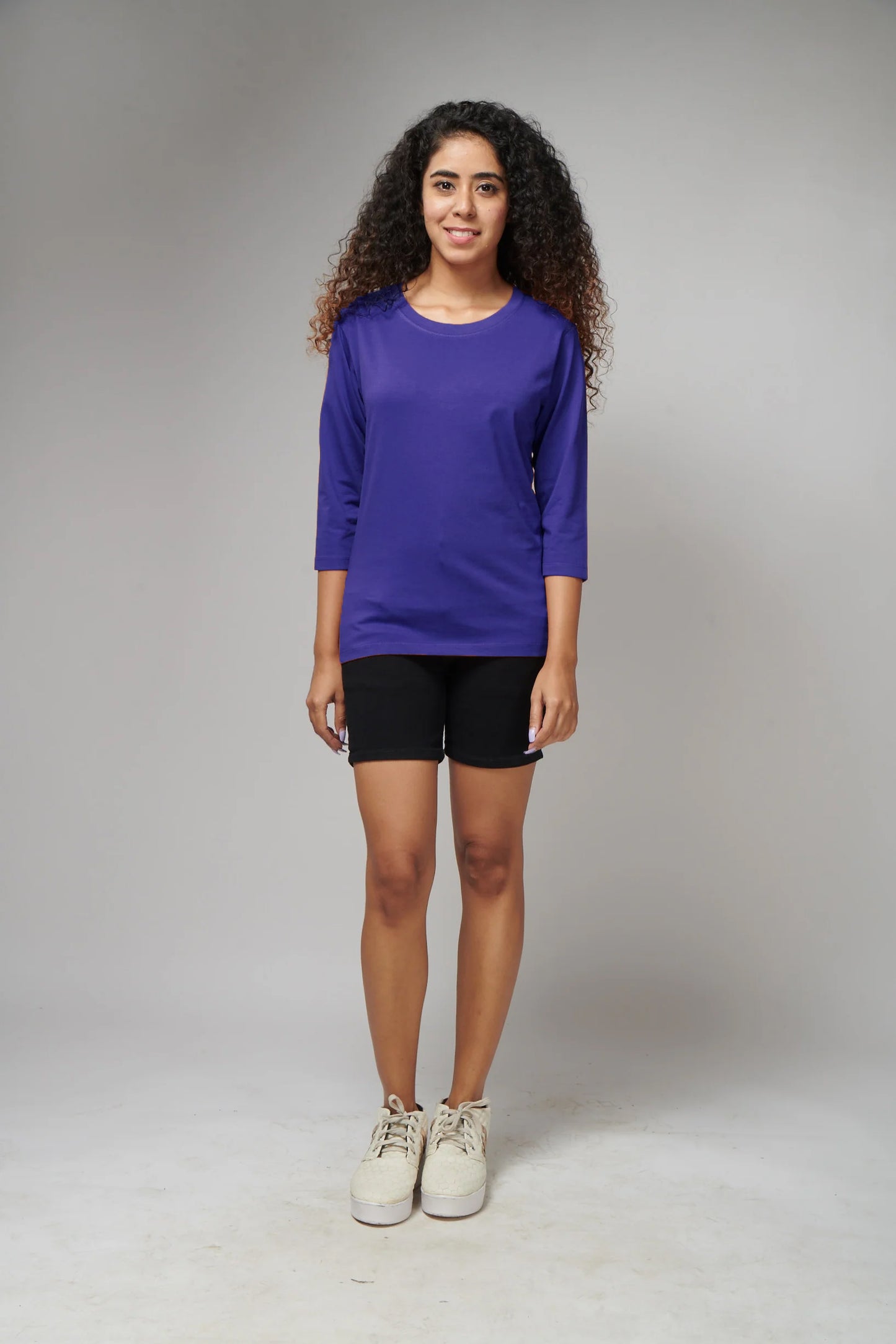 Women's Basic Royal Blue Full Sleeves T-Shirt