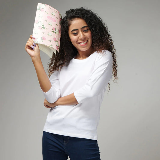 Women's Basic White Full Sleeves T-Shirt