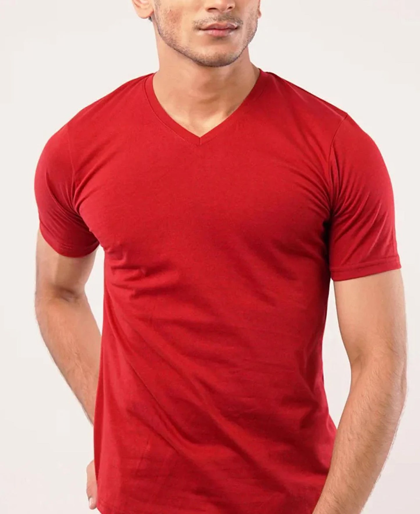Basic V-Neck T-Shirt Red