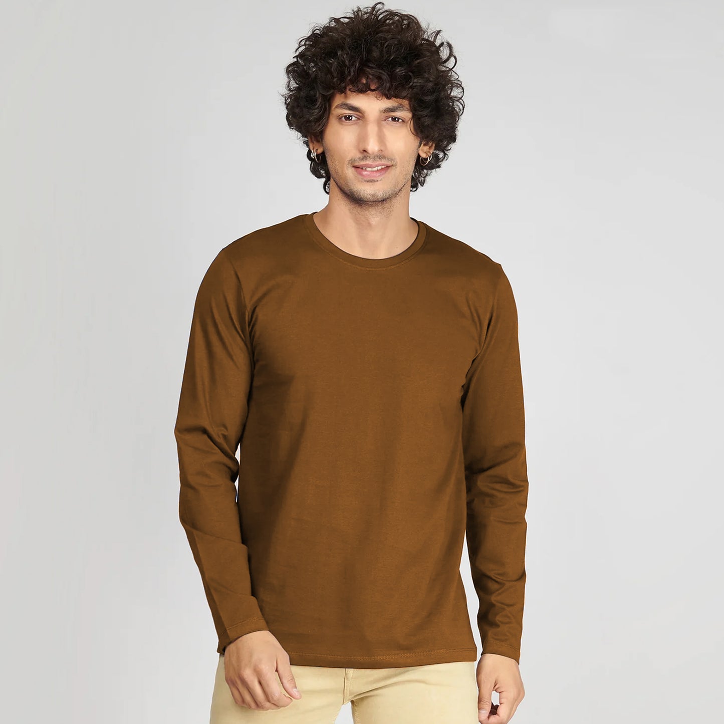 Basic Beige Full Sleeves T-Shirt