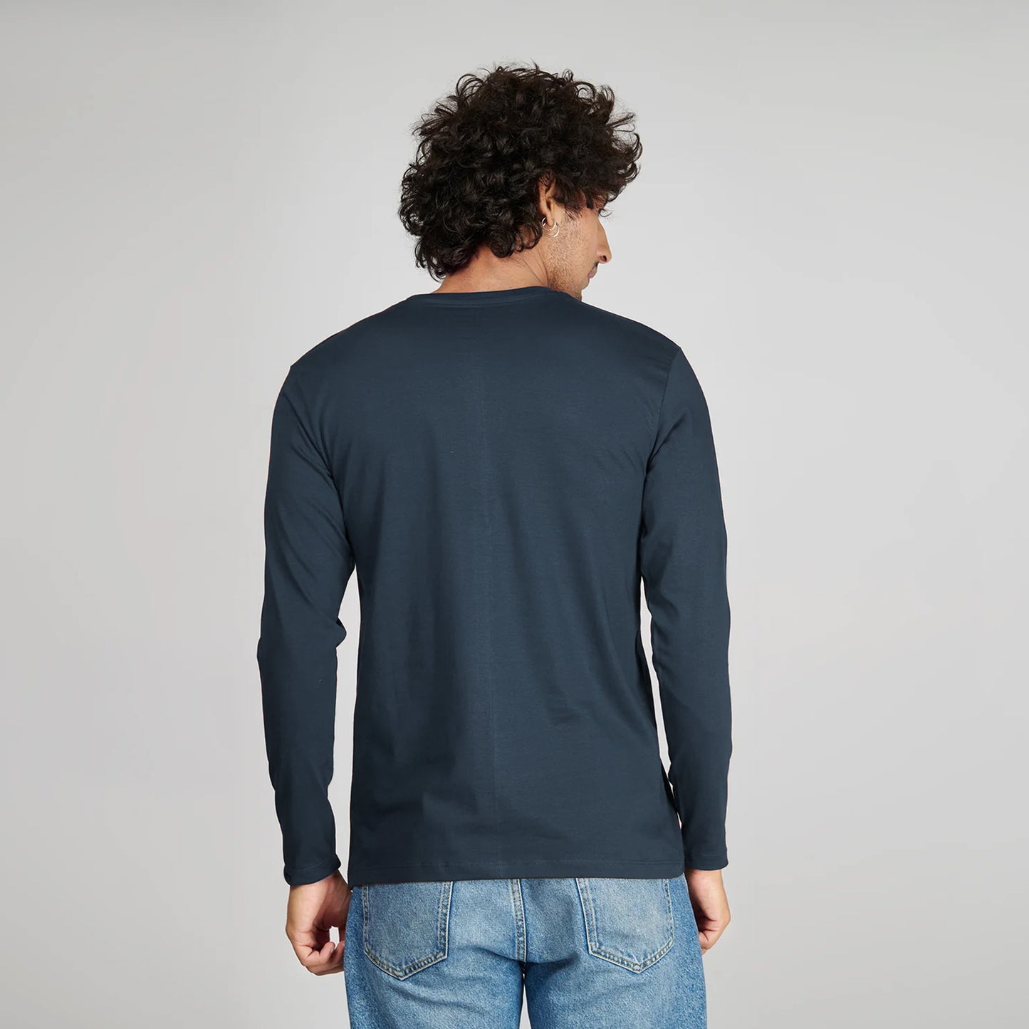 Basic Petroleum Blue Full Sleeves T-Shirt