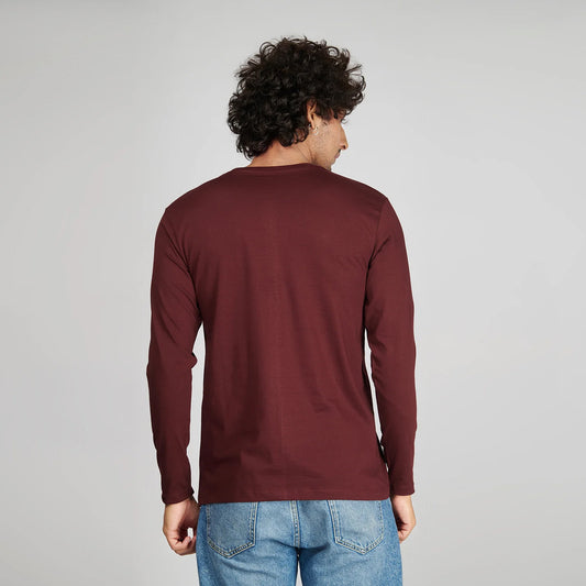 Basic Maroon Full Sleeves T-Shirt