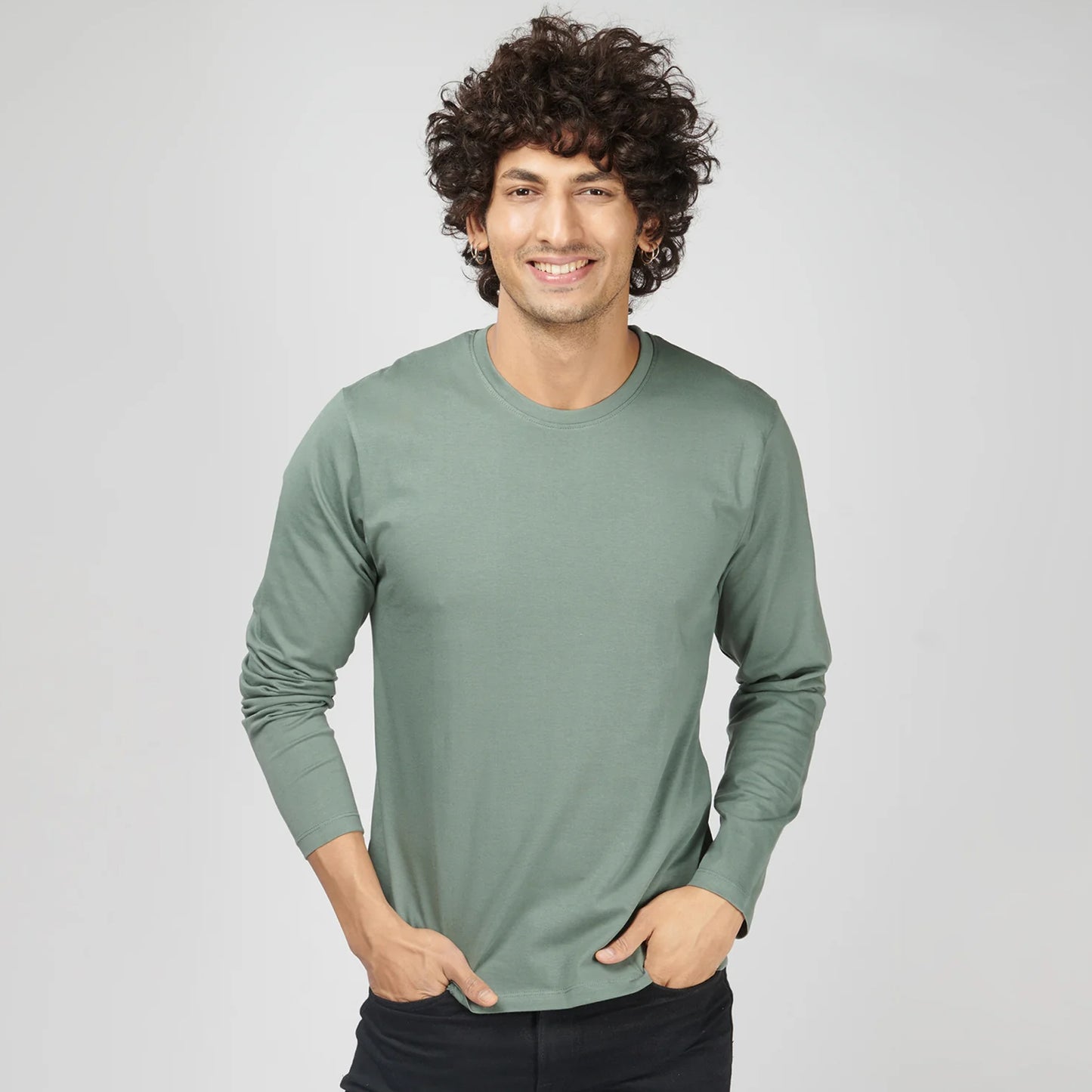 Basic Steel Gray Full Sleeves T-Shirt