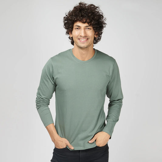 Basic Steel Gray Full Sleeves T-Shirt
