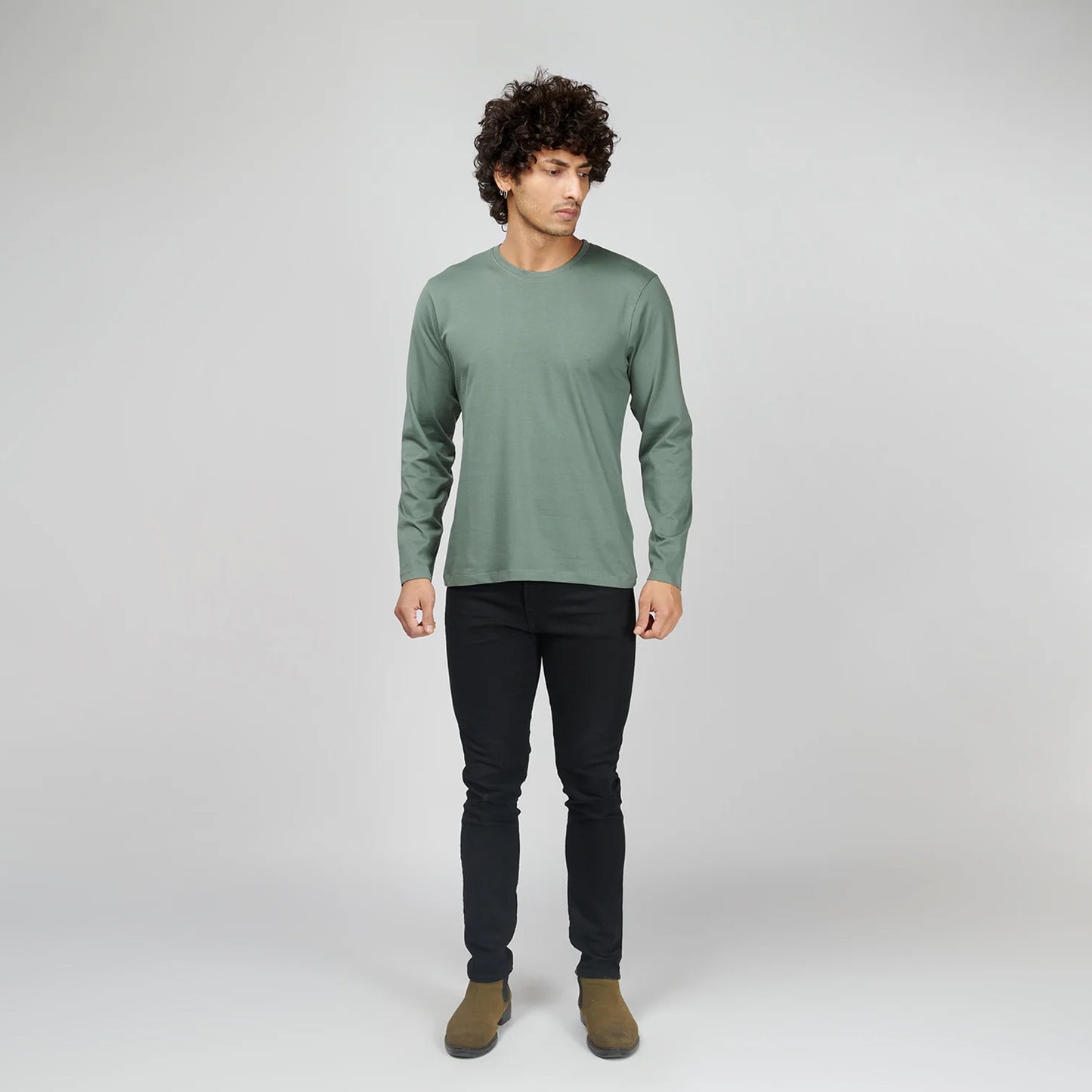 Basic Steel Gray Full Sleeves T-Shirt