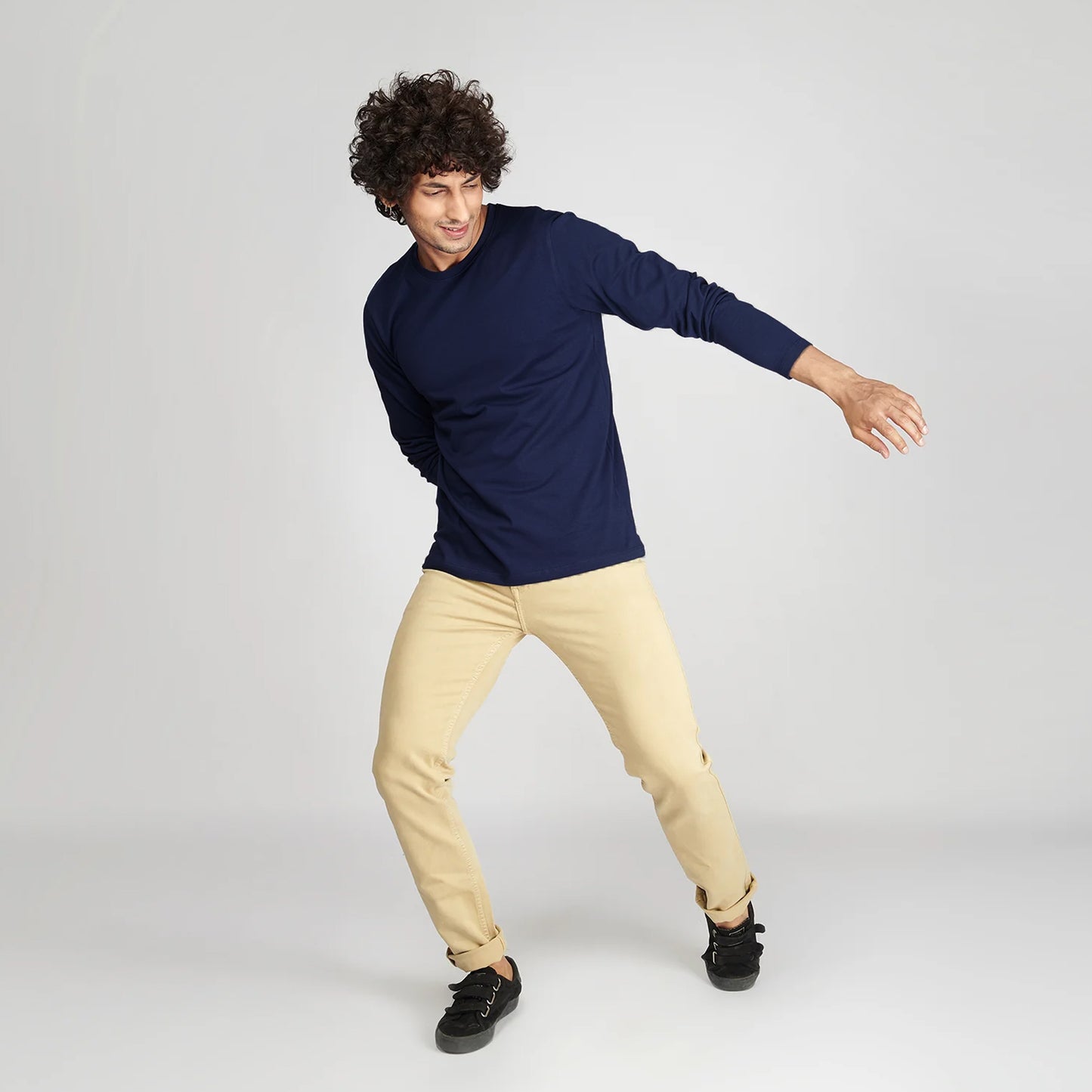 Basic Navy Blue Full Sleeves T-Shirt
