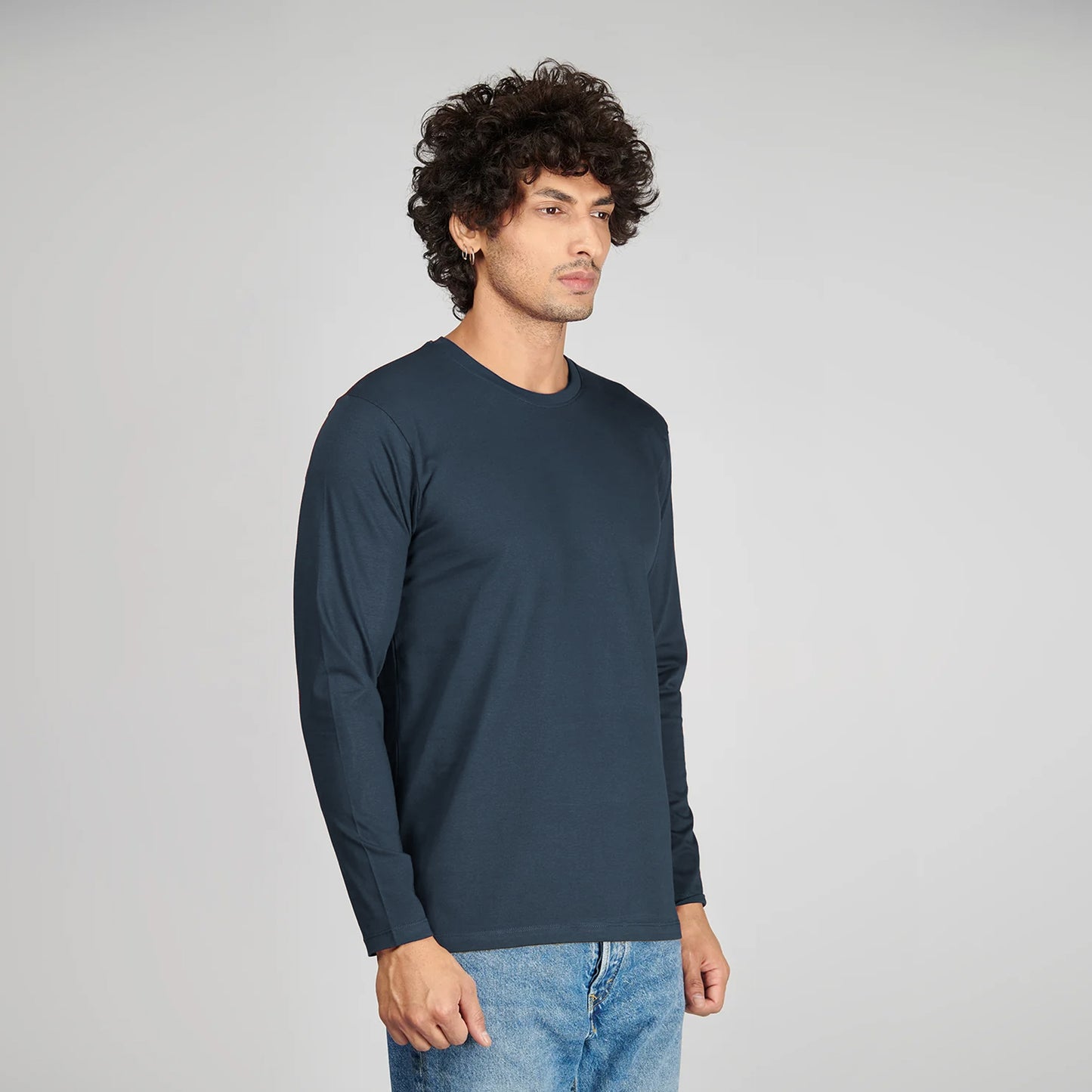 Basic Petroleum Blue Full Sleeves T-Shirt