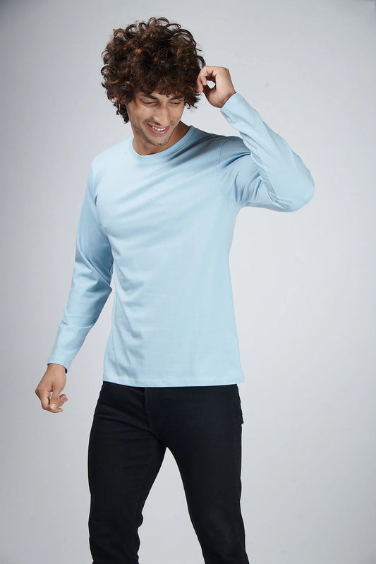 Basic Sky Blue Full Sleeves T-Shirt