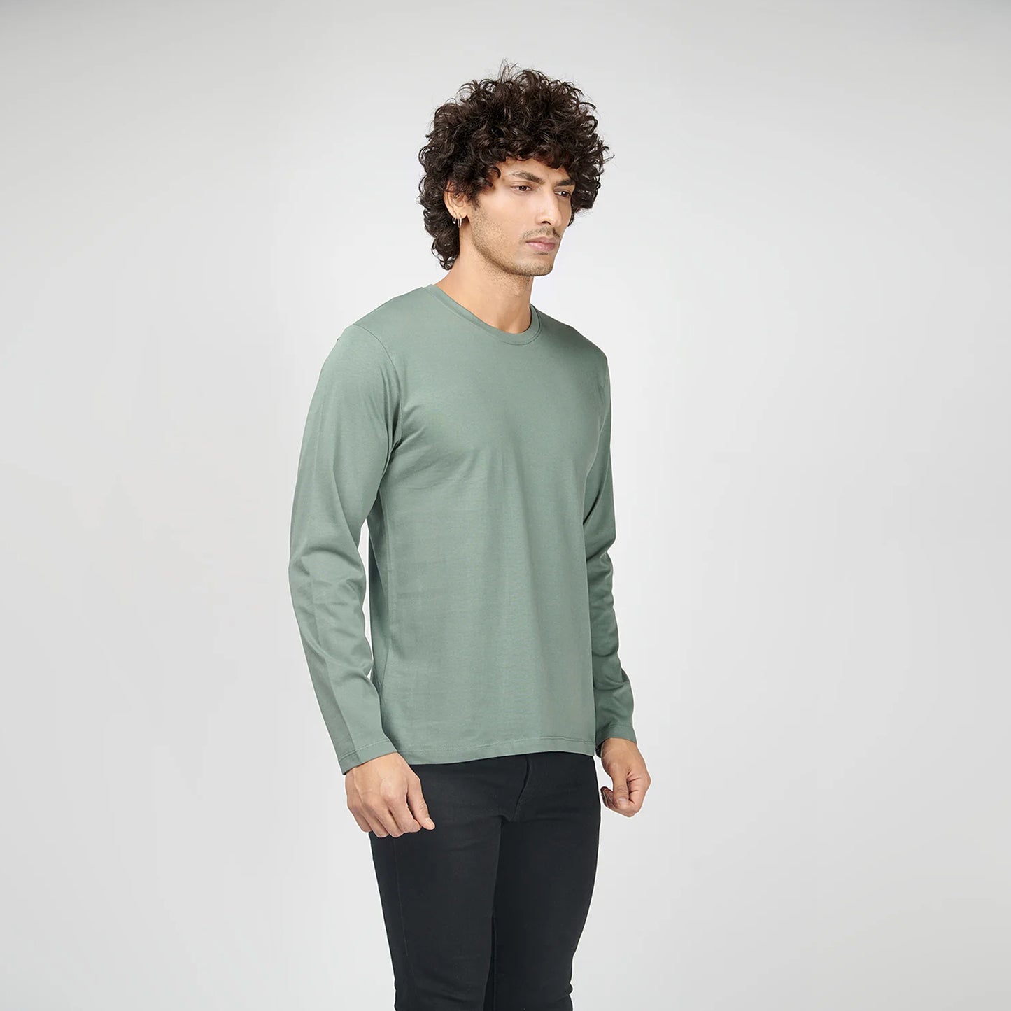 Basic Steel Gray Full Sleeves T-Shirt