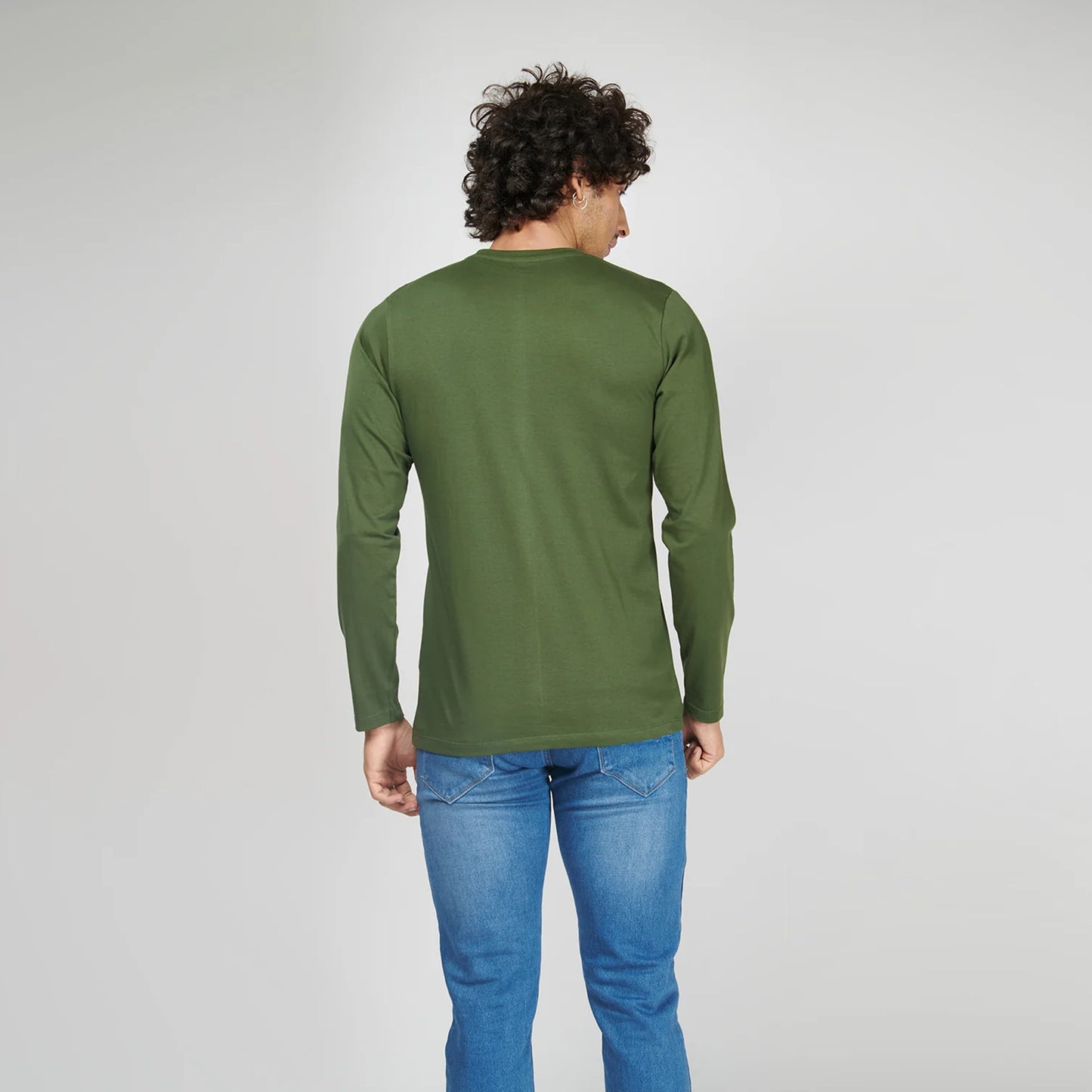 Basic Army Green Full Sleeves T-Shirt