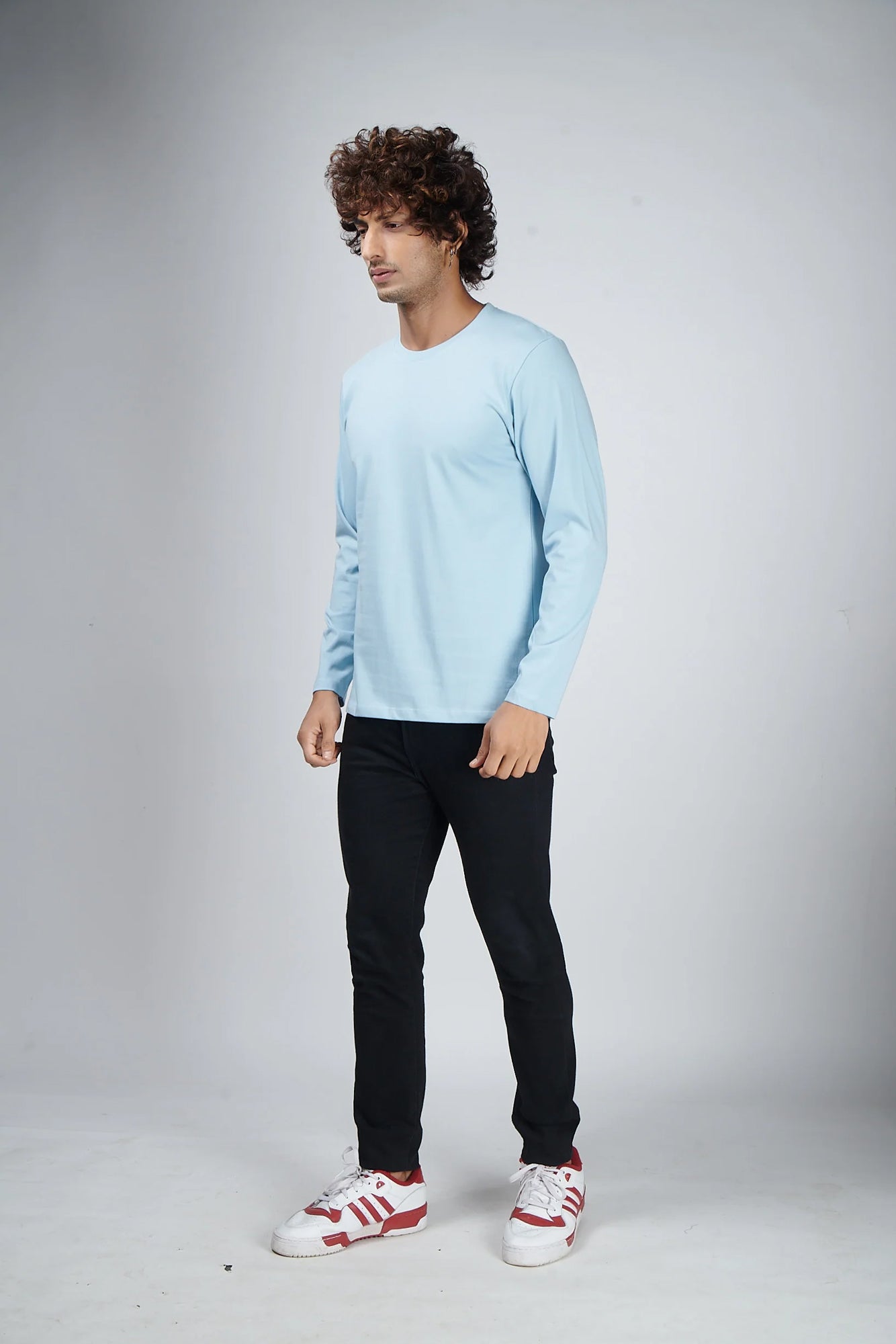 Basic Sky Blue Full Sleeves T-Shirt