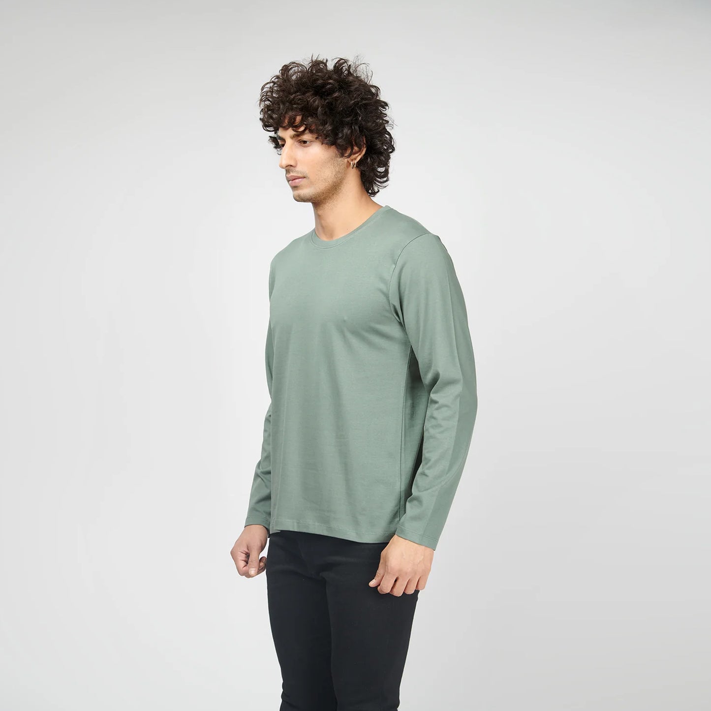 Basic Steel Gray Full Sleeves T-Shirt