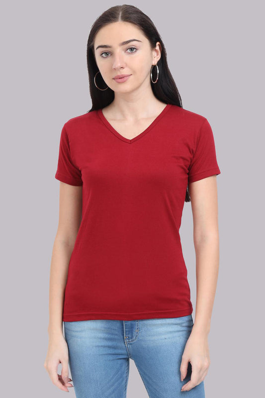 Basic Maroon V-Neck T-Shirt