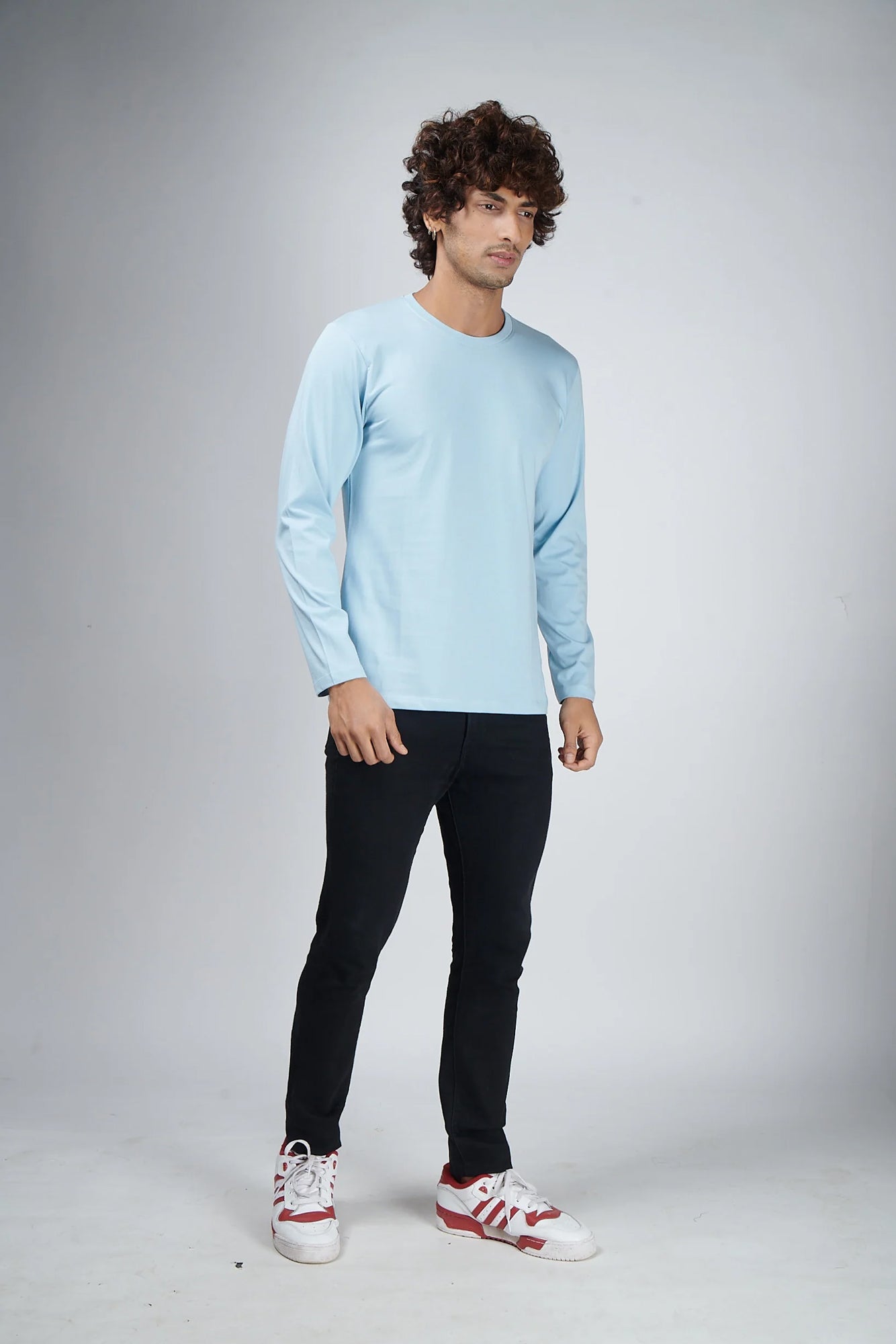 Basic Sky Blue Full Sleeves T-Shirt
