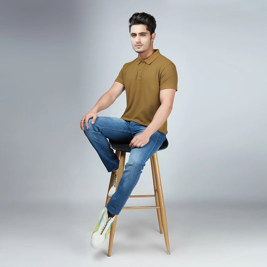 Men's Camel Brown Polo T-Shirt