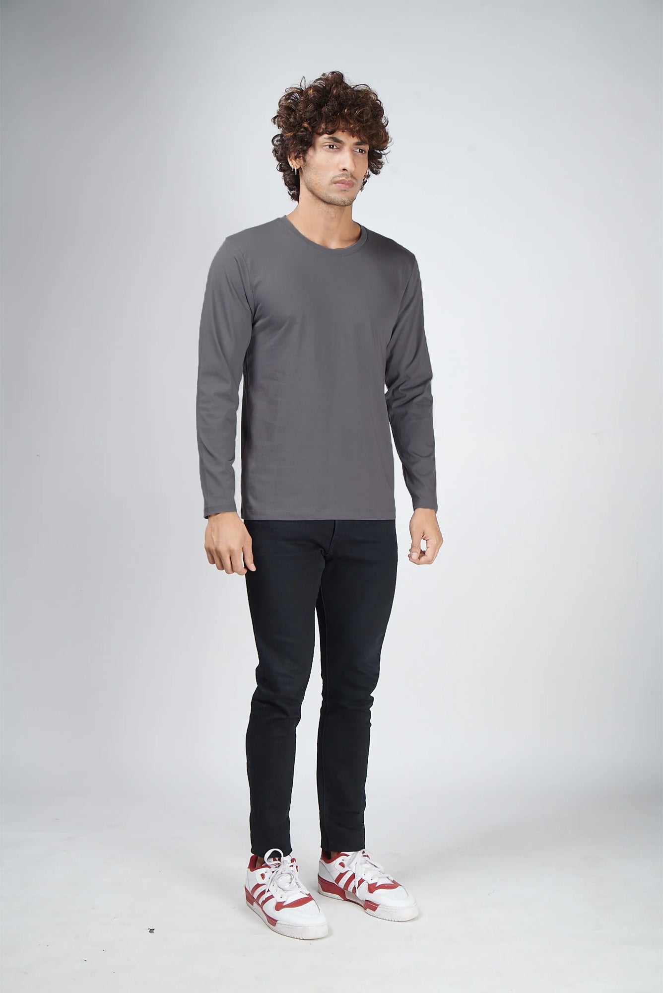 Basic Dark Gray Full Sleeves T-Shirt
