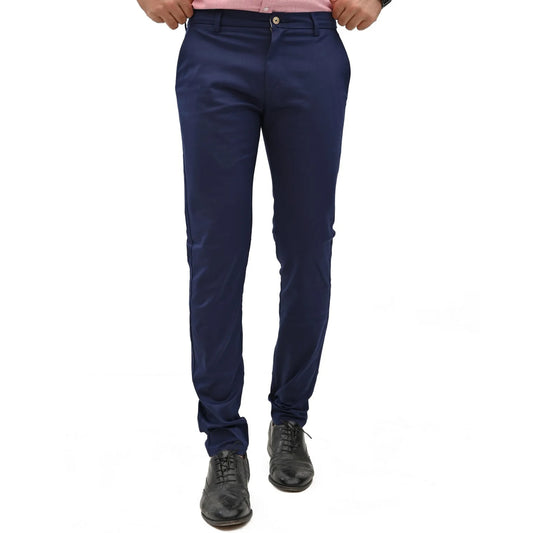 Slim Fit Royal Blue Cotton Chino Pants