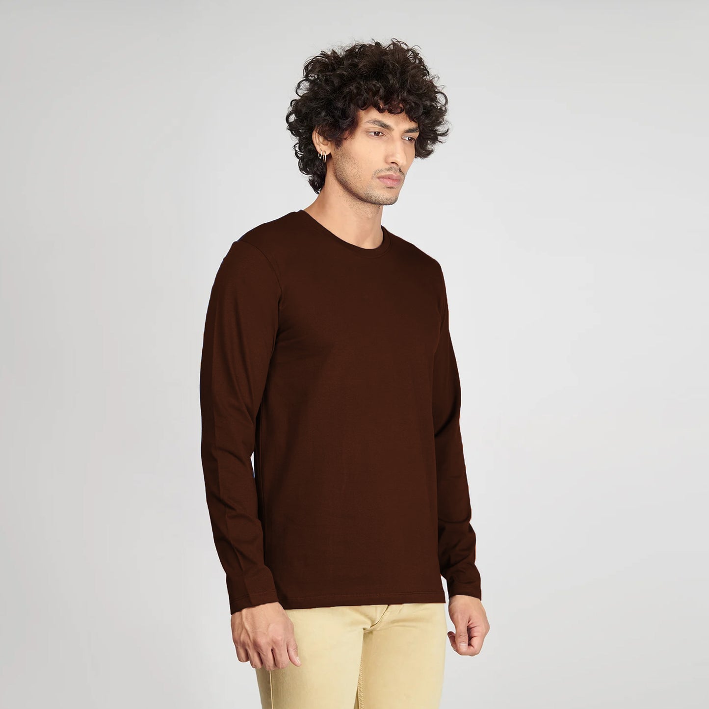 Basic Brown Full Sleeves T-Shirt
