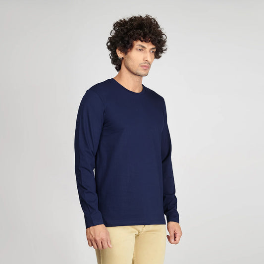 Basic Navy Blue Full Sleeves T-Shirt