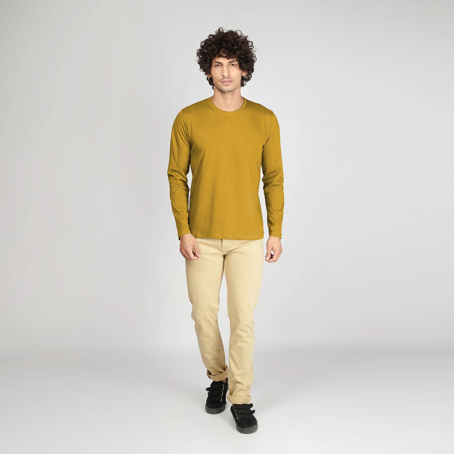 Basic Mustard Full Sleeves T-Shirt