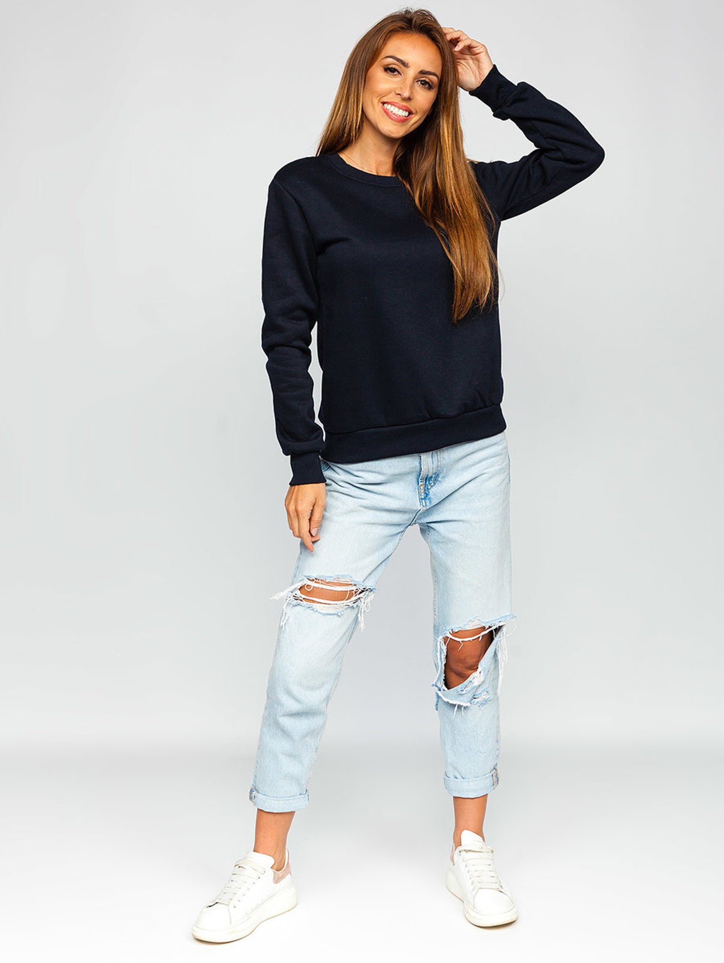 Women's Basic Navy Blue Sweatshirt