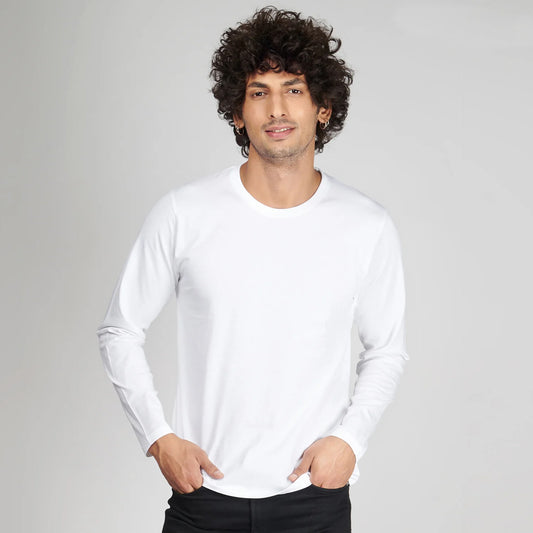 Basic White Full Sleeves T-Shirt