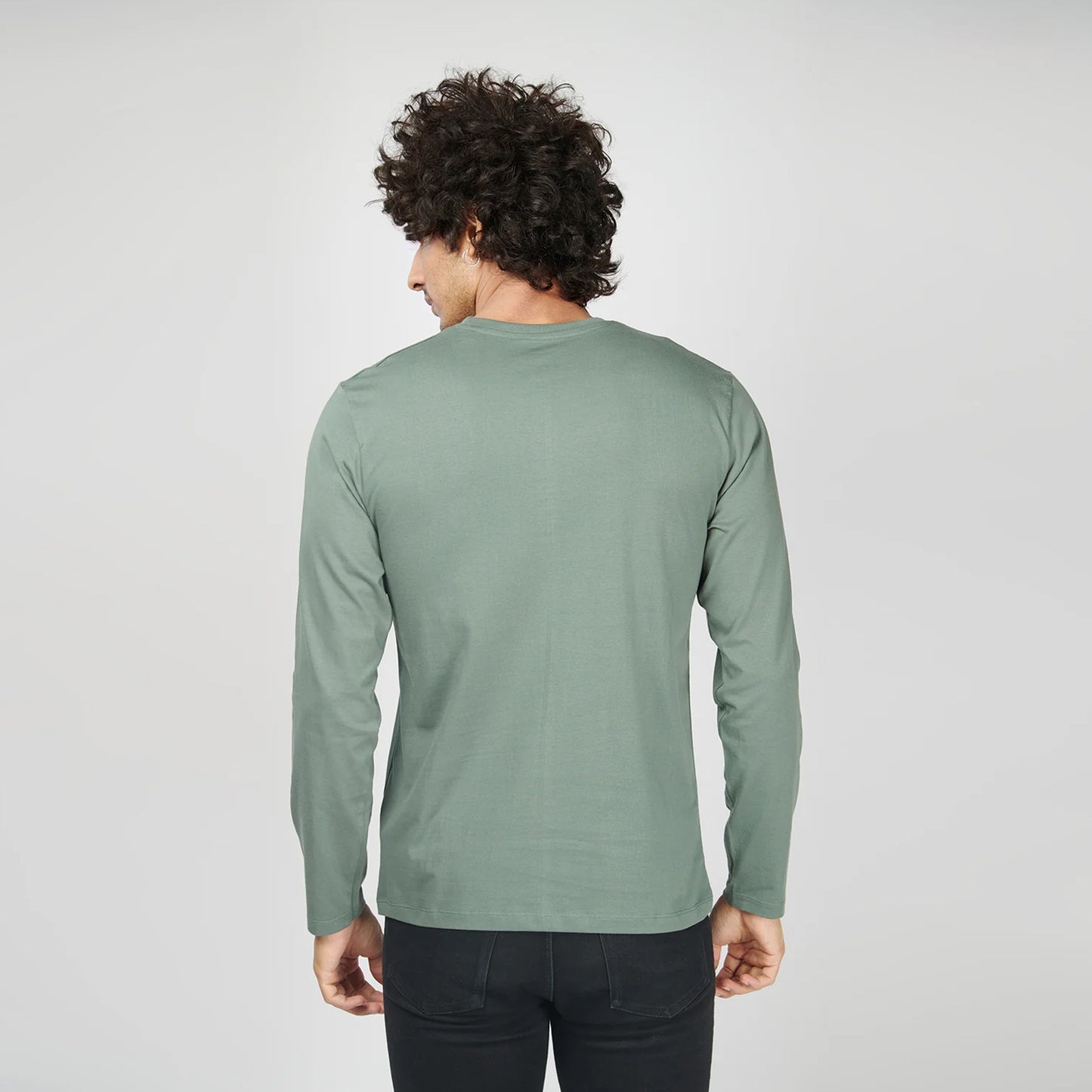 Basic Steel Gray Full Sleeves T-Shirt