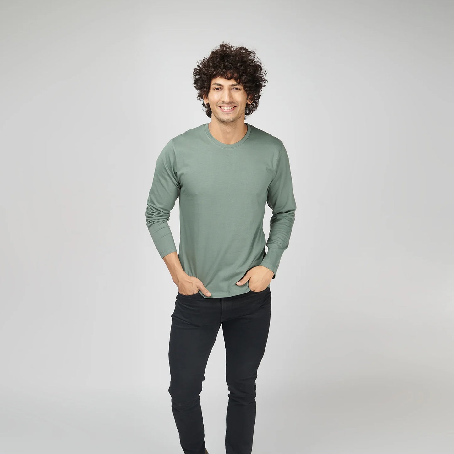 Basic Steel Gray Full Sleeves T-Shirt