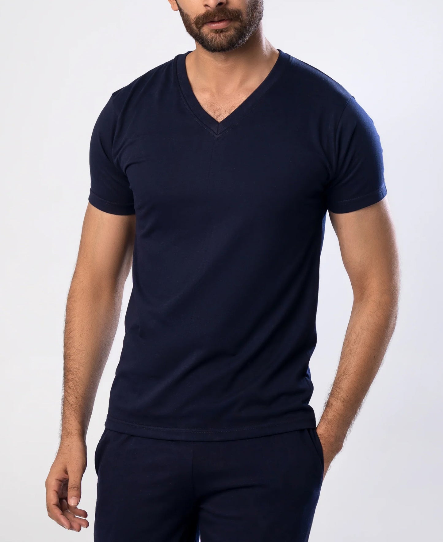 Basic V-Neck T-Shirt Navy Blue