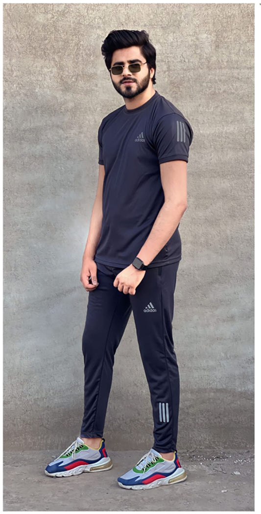 Adidas Three Stripes Tracksuit Steel Gray Color