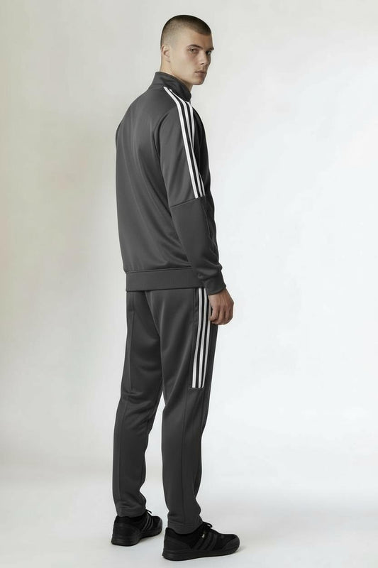 Adidas 3-Stripe Tracksuit – Gray – Micro Stretch DRI-FIT Fabric