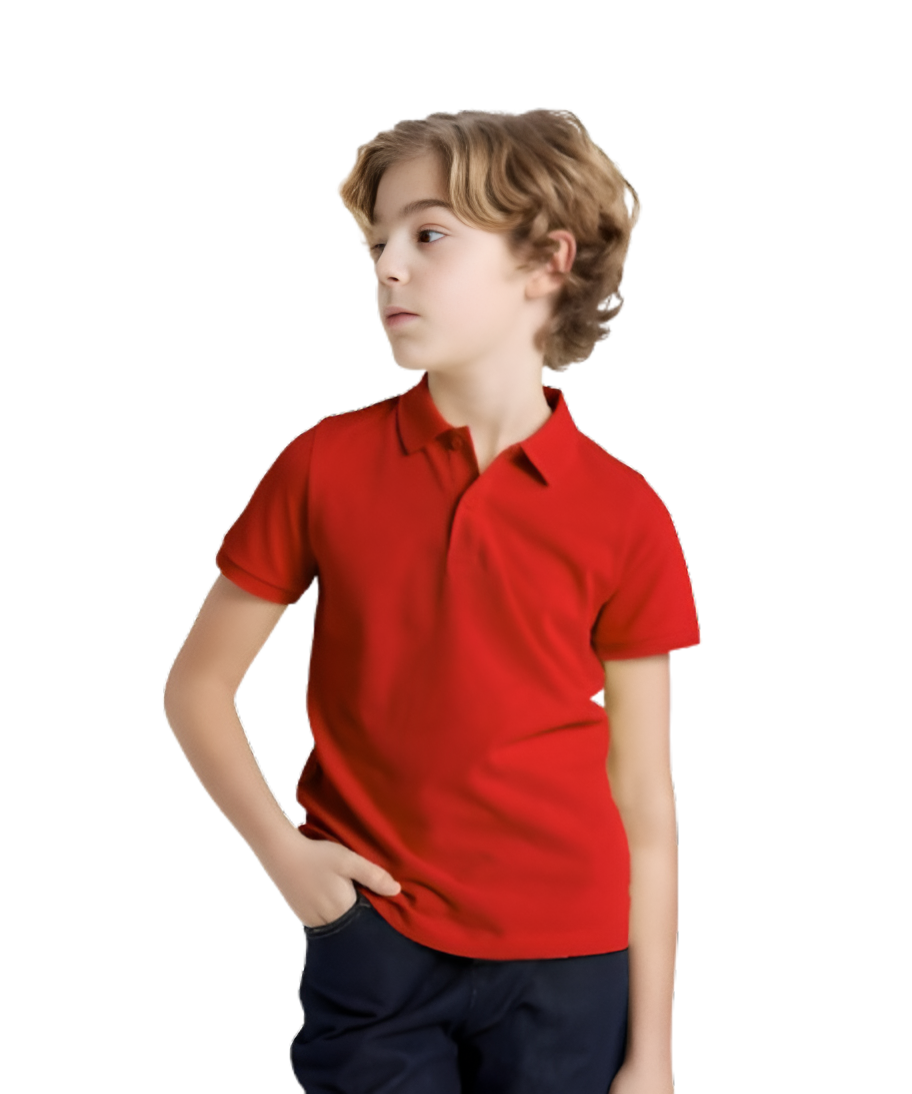 Unisex Boys & Girls Cotton Polo Shirt – Red