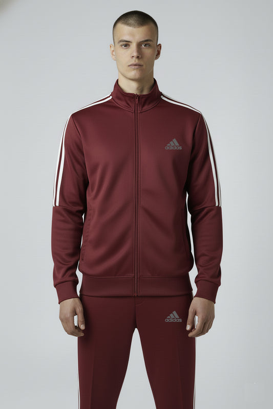 Adidas 3-Stripe Tracksuit – Maroon – Micro Stretch DRI-FIT Fabric