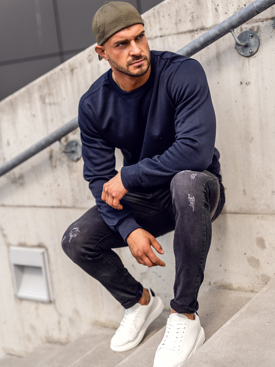 Basic Navy Blue Sweatshirt