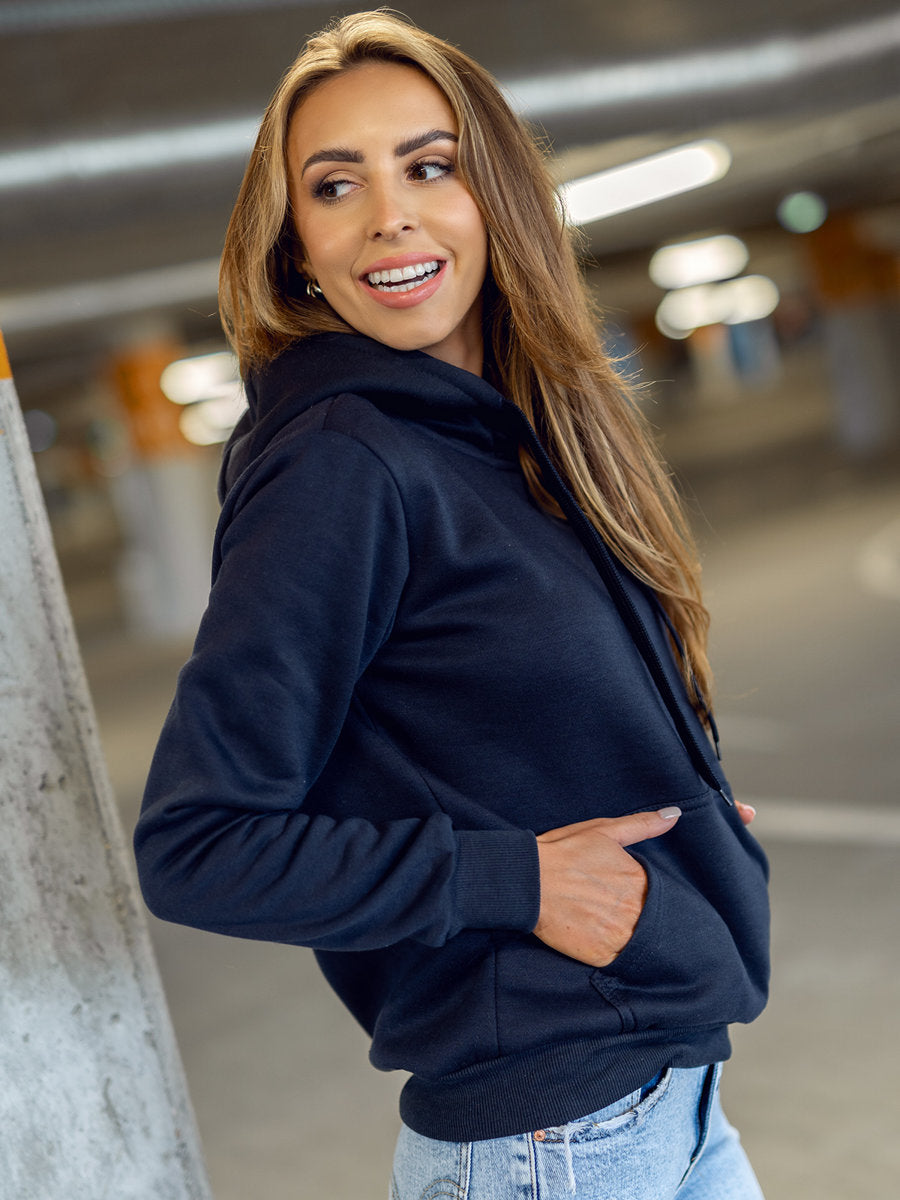 Basic Women's Navy Blue Hoodie