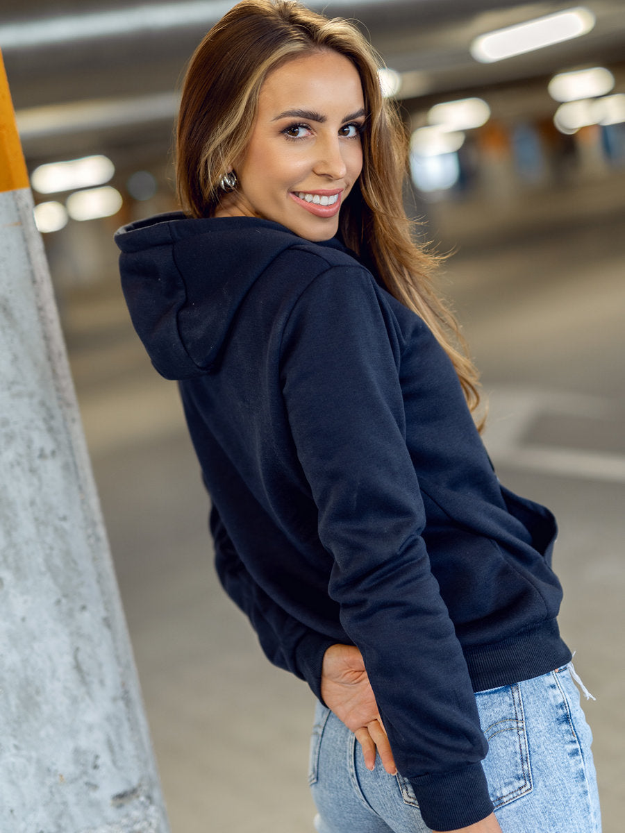 Basic Women's Navy Blue Hoodie