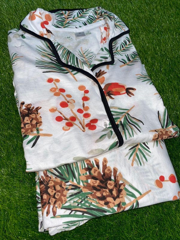 Women's Cotton Night Suit – Tropical Floral Print