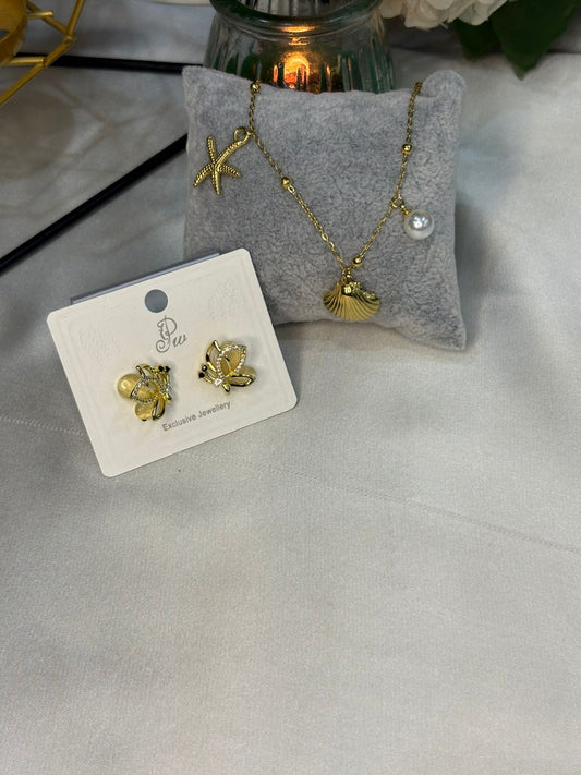 Bundle 13 – Seashell Bracelet & Butterfly Studs