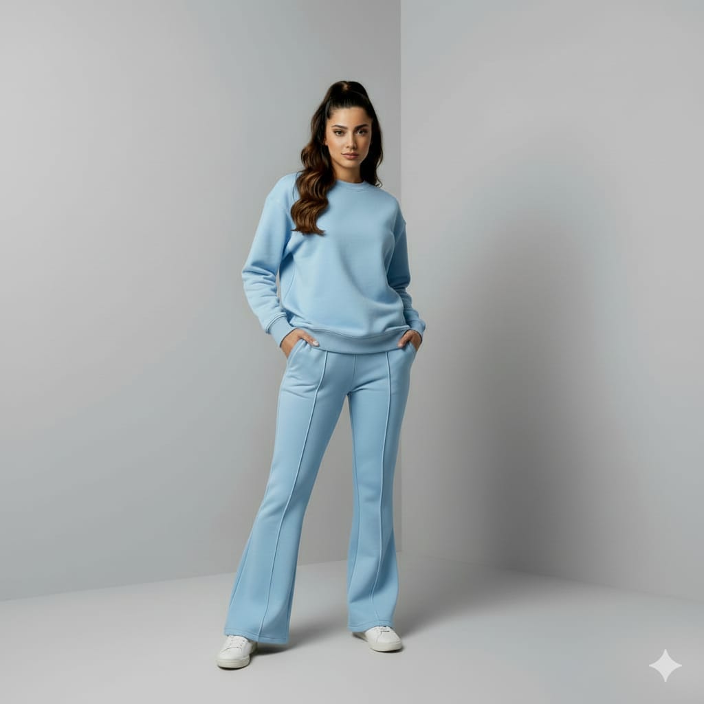 Winter Fleece Couple's Co-Ord Set – Sky Blue