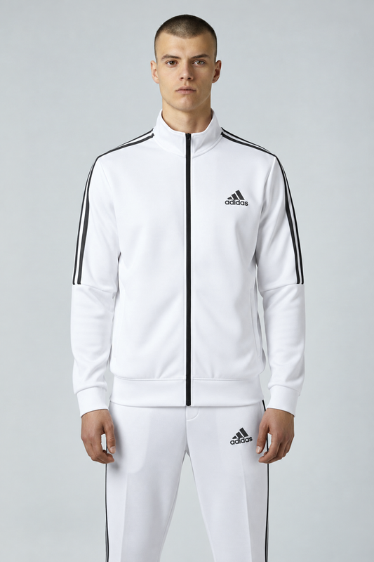 Adidas 3-Stripe Tracksuit – White – Micro Stretch DRI-FIT Fabric