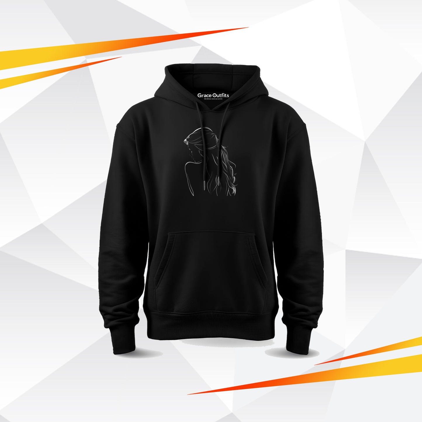 Women Line Art Hoodie – Minimal Graphic Hoodie
