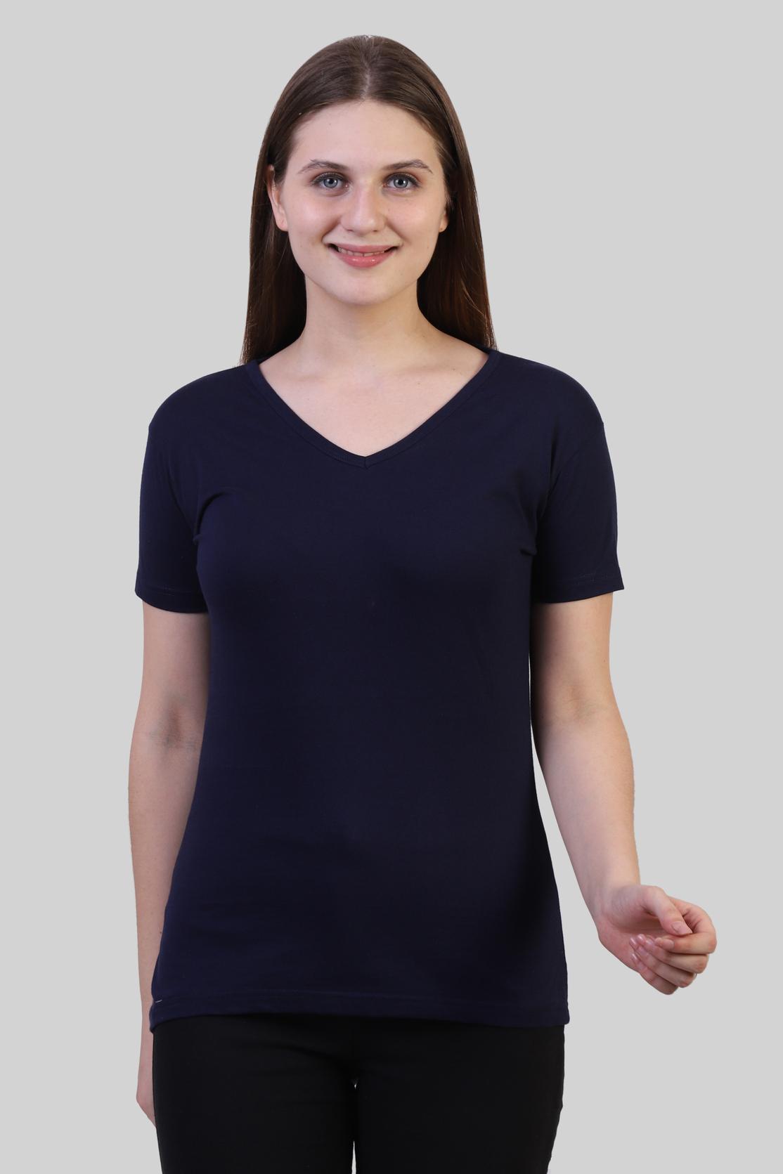 Basic Navy Blue V-Neck T-Shirt
