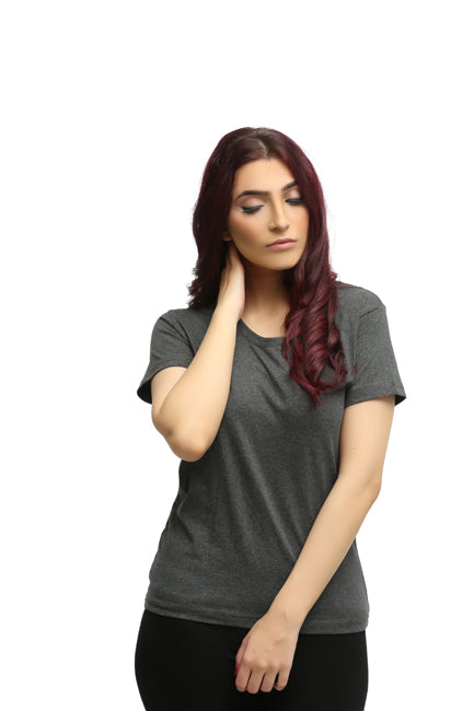 Women's Basic Charcoal Half Sleeves T-Shirt