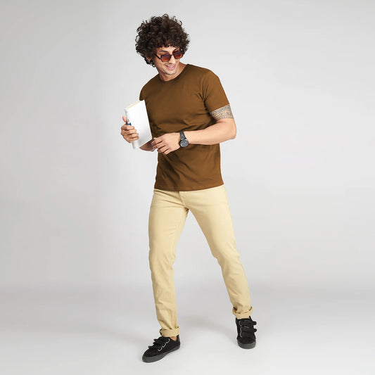 Basic Beige Half Sleeves T-Shirt