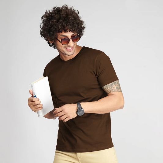 Basic Brown Half Sleeves T-Shirt