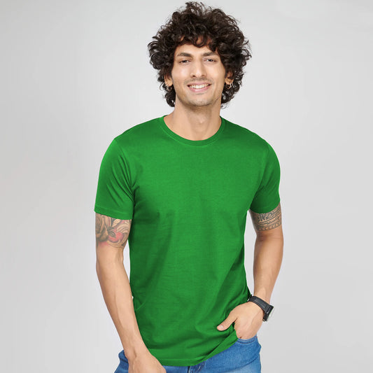 Basic Dark Green Half Sleeves T-Shirt
