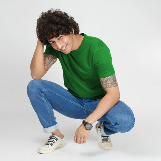 Basic Dark Green Half Sleeves T-Shirt